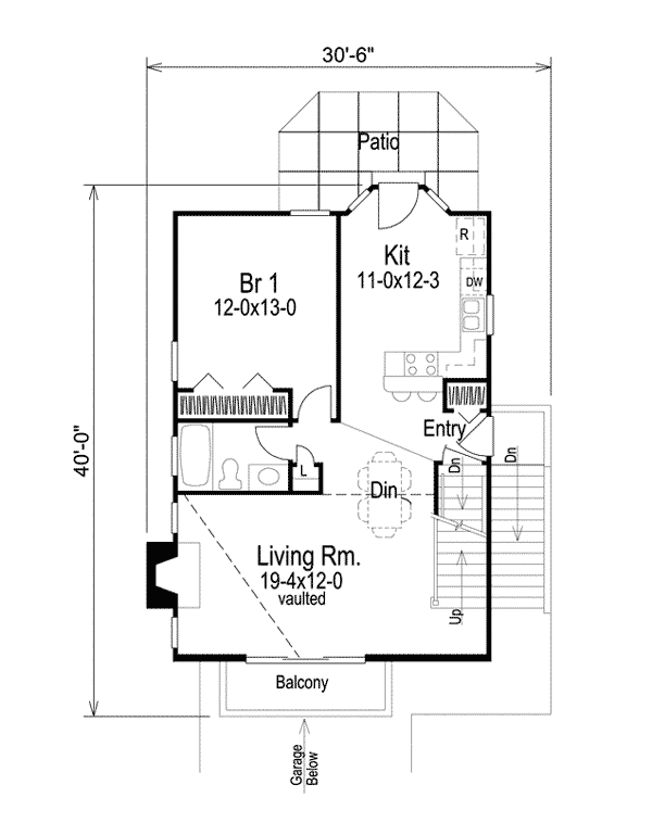 Plan 57026HA: Compact Home Plan for Sloping Lot - Floor Plan - Main Level - Traditional
