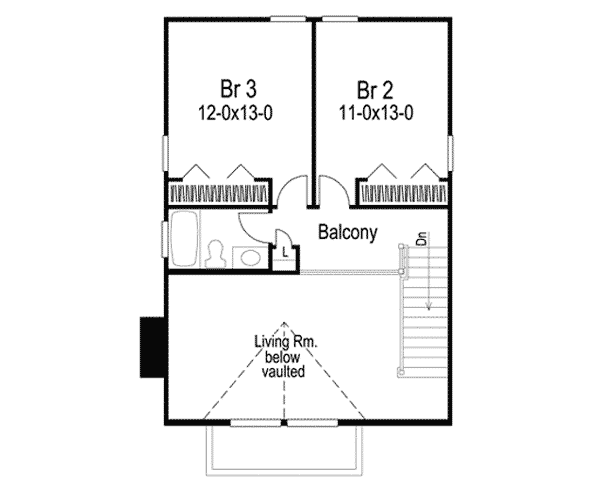 Plan 57026HA: Compact Home Plan for Sloping Lot - Floor Plan - 2nd Floor - Traditional