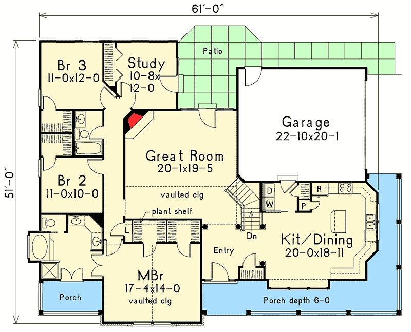 Plan 5708HA: Country Home Plan With Front Orientation - Floor Plan - Main Level - Cottage, Country