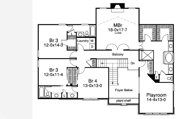 Plan 57127HA: Sophisticated Two-Story Home Architecture - Floor Plan - 2nd Floor - European, Traditional