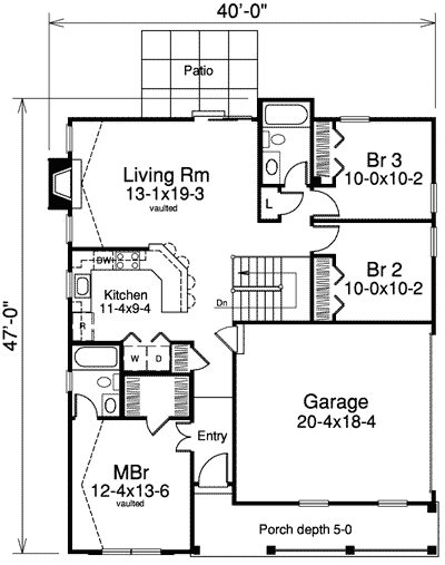 Plan 57145HA: Split Bedroom Cottage Home Plan - Floor Plan - Main Level - Ranch