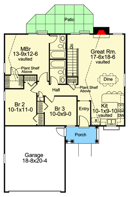 Plan 57146HA: The Ideal Affordable Home - Floor Plan - Main Level - Ranch