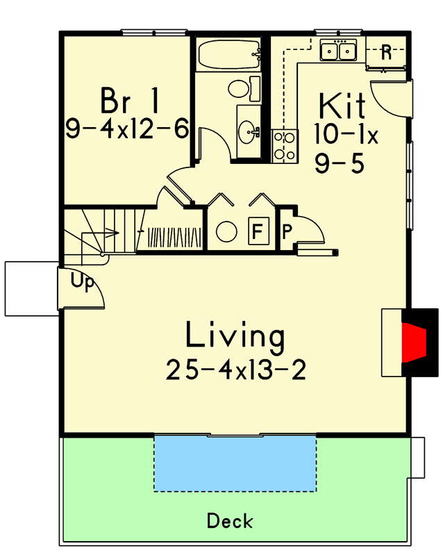 Plan 57201HA: Two-Story Rustic Vacation House Plan with 3 Bedrooms - 1200 Sq Ft - Floor Plan - Main Level - Cabin, Cottage, Rustic, Vacation