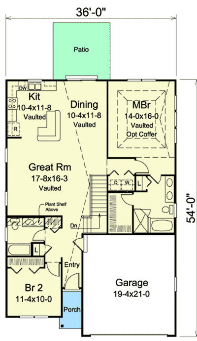 Plan 57310HA: Vacation Cottage - Floor Plan - Main Level - Cottage, Vacation