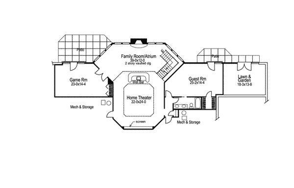 Plan 5749HA: A Spectacular Showplace - Floor Plan - Basement - Florida-Style, Mediterranean