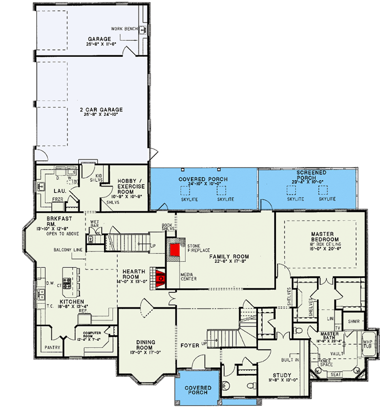 Plan 59063ND: Stately European Traditional Home with Luxurious Features - Floor Plan - Main Level - European, Traditional
