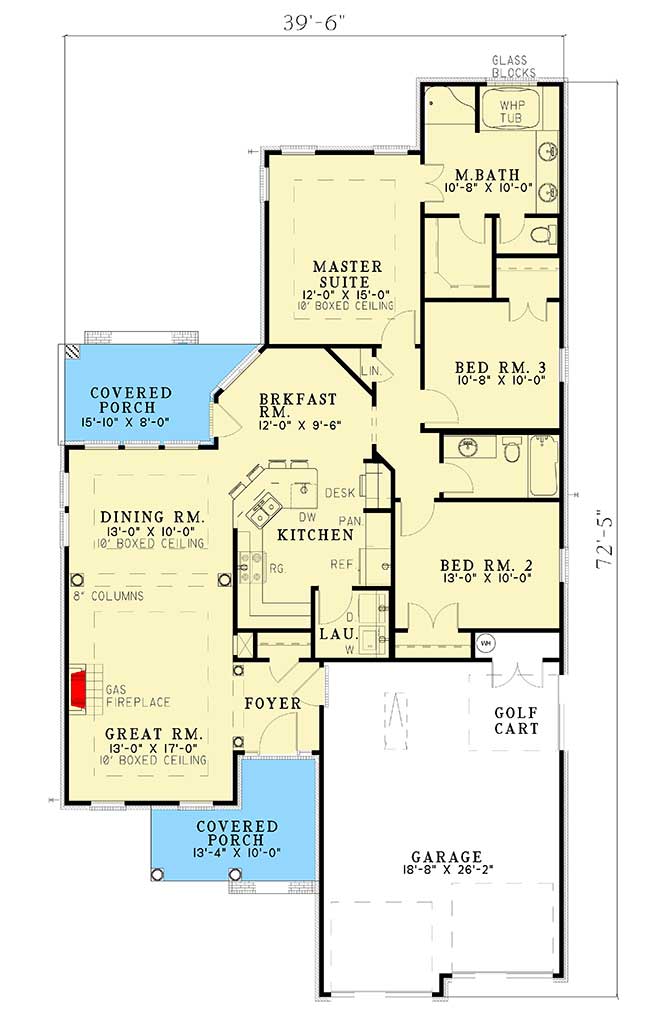 Plan 59092ND: Welcoming Front Porch - Floor Plan - Main Level - Southern, Traditional