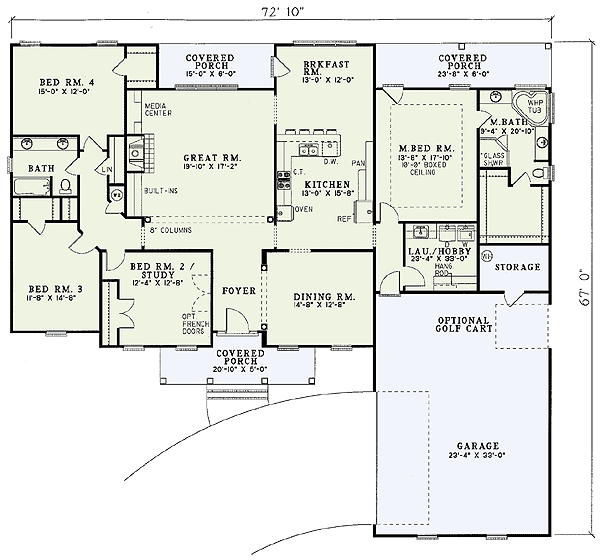 Plan 5911ND: Three Covered Porches - Floor Plan - Main Level - Traditional