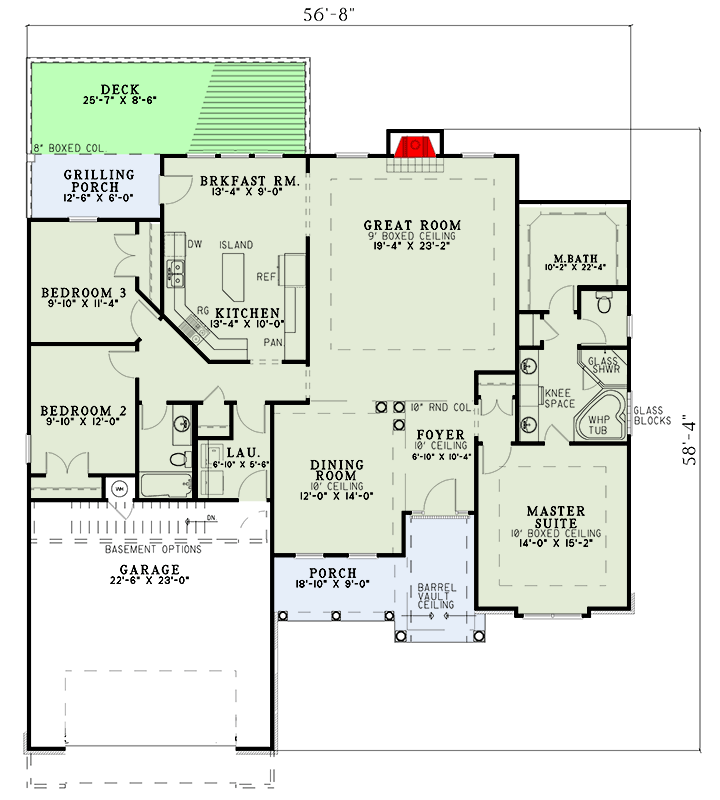 Plan 59111ND: Elegant Florida-Style 3-Bed House Plan with Split Bedrooms and Grilling Porch - Floor Plan - Main Level - Florida-Style, Traditional
