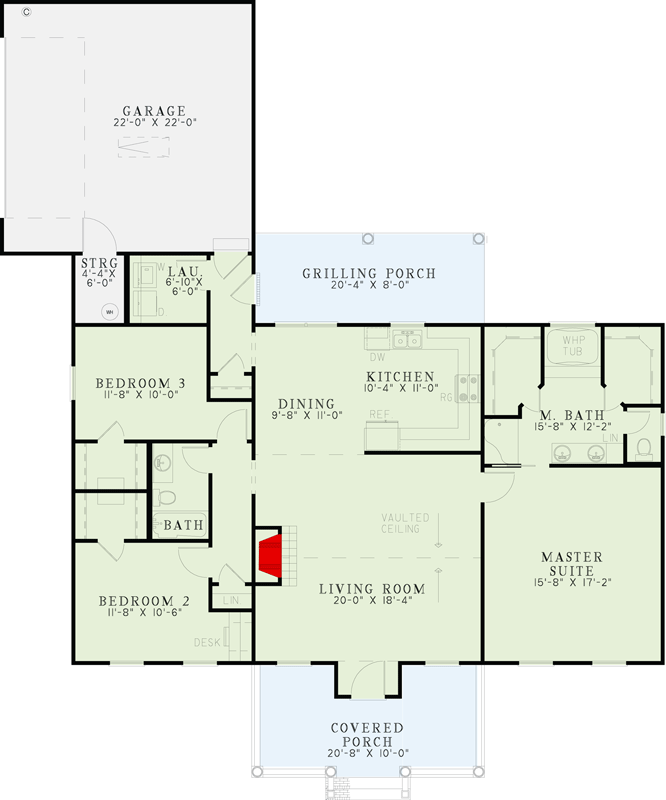 Plan 59146ND: Southern Traditional Home Plan with Split-Beds - Floor Plan - Main Level - Ranch