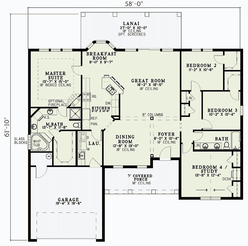 Plan 59179ND: Traditional Touches - Floor Plan - Main Level