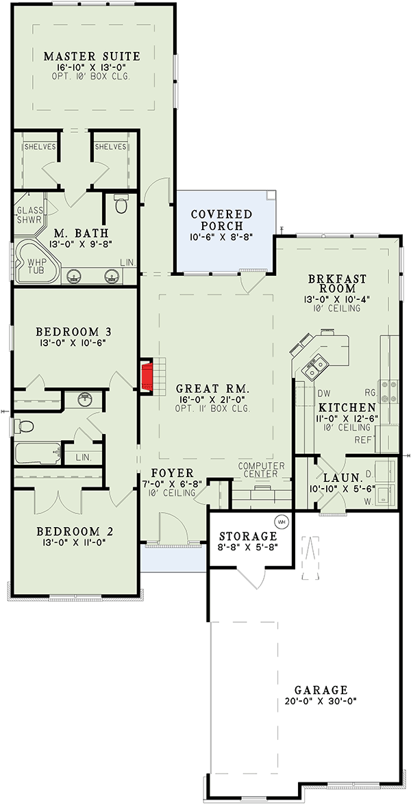 Plan 59182ND: Crafty Cottage - Floor Plan - Main Level - Cottage, Country, Craftsman