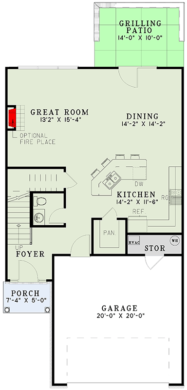 Plan 59213ND: Traditional Country House Plan with Upstairs Master & Outdoor Kitchen - Floor Plan - Main Level - Country, Traditional