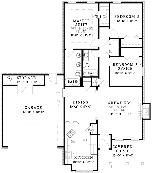 Plan 59234ND: Welcoming Great Room - Floor Plan - Main Level - Traditional