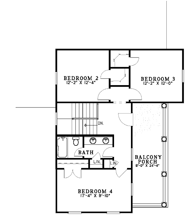 Plan 59251ND: True Southern Charm - Floor Plan - 2nd Floor - Country, Traditional