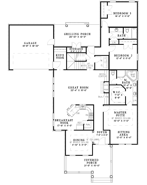 Plan 5934ND: Spectacular Great Room - Floor Plan - Main Level - Traditional