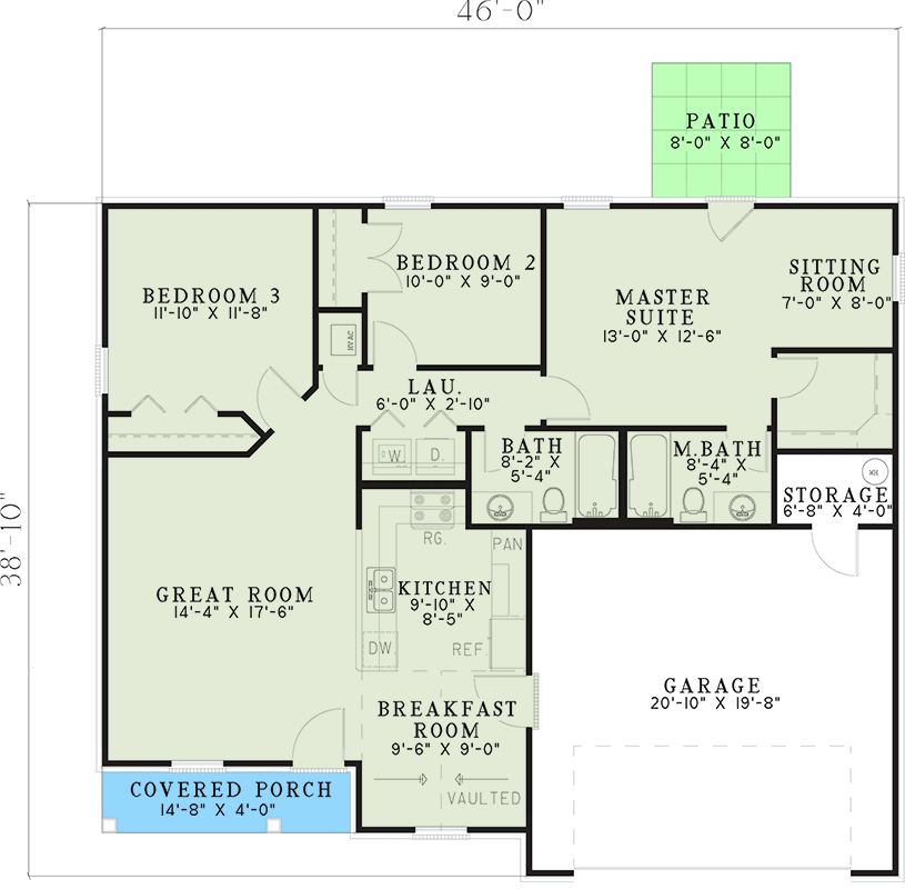 Plan 59352ND: Charming Traditional House Plan with Spacious Garage - Floor Plan - Main Level - Traditional