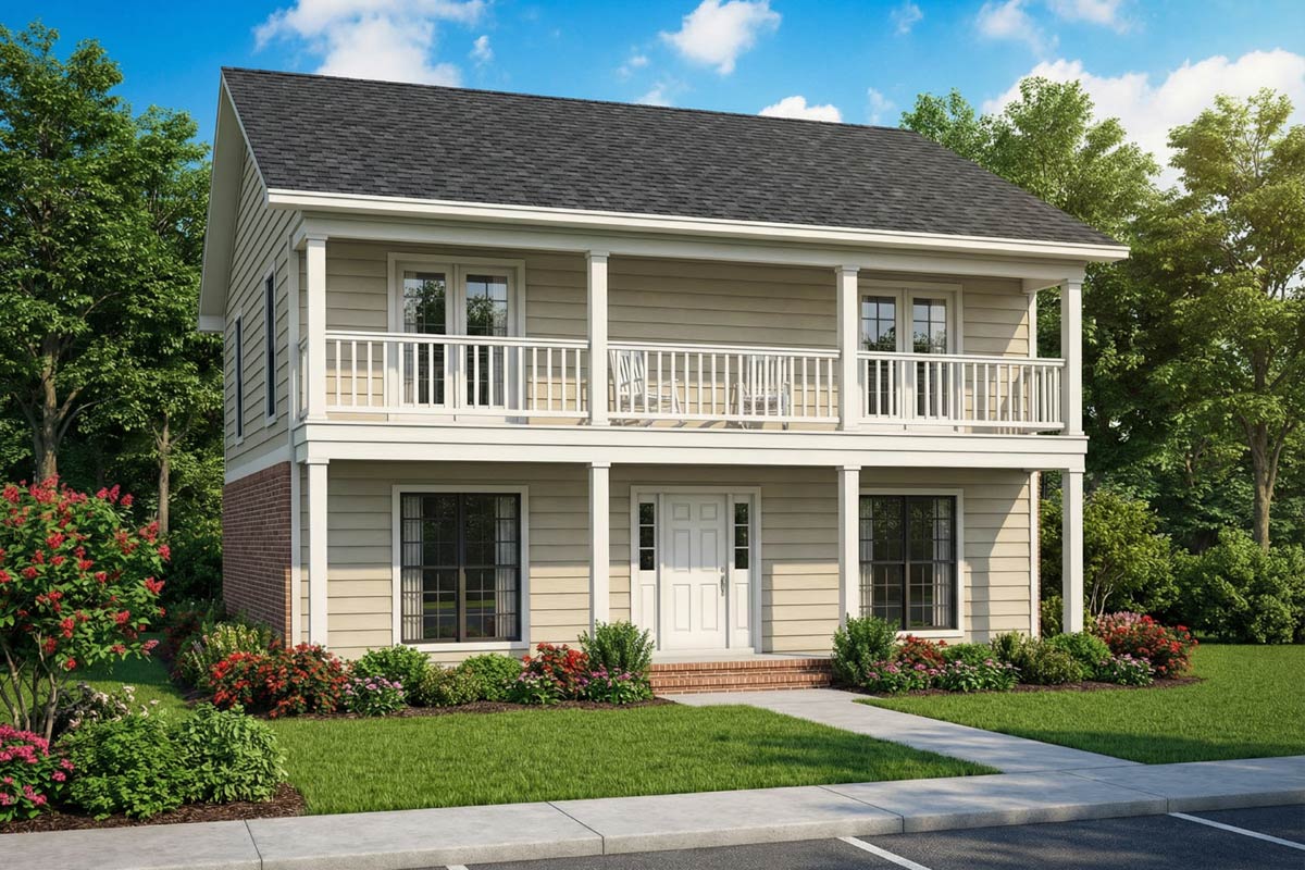 Plan 59368ND: Duplex with Single-Family Appearance
