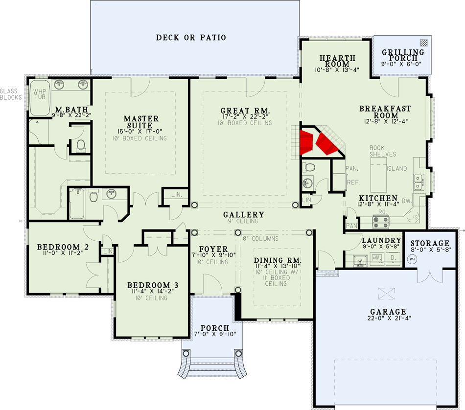 Plan 59388ND: Traditional House Plan with 3 Beds and 2.5 Baths - 2271 Sq Ft - Floor Plan - Main Level - Traditional