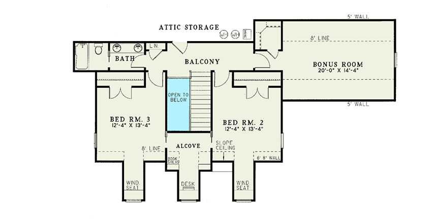 Plan 59394ND: Country House Plan with 3 Dormers Above 8-Foot-Deep Front Porch - 2789 Sq Ft - Floor Plan - 2nd Floor - Country, Southern, Traditional
