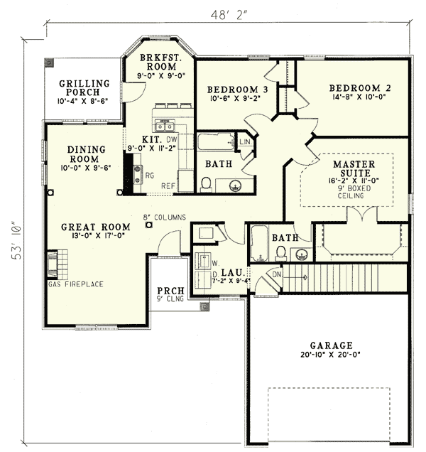Plan 59404ND: French Traditional Design - Floor Plan - Main Level - Traditional