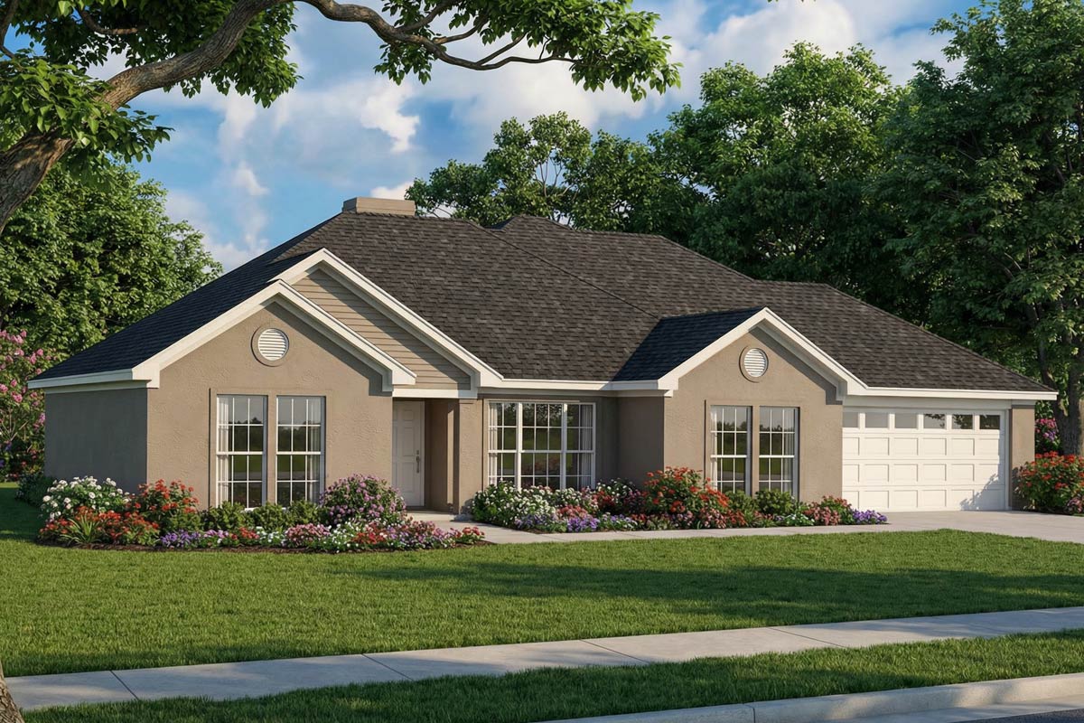 Plan 59405ND: Traditional Ranch House Plan with 3 Beds, Split Layout, 2 ...