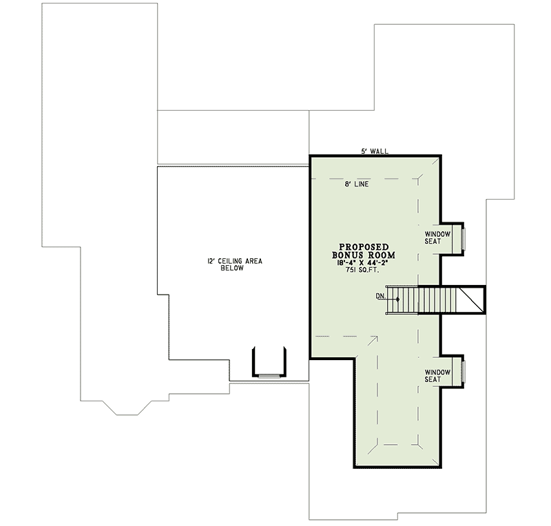 Plan 5944ND: A Study or Bedroom - Floor Plan - Bonus - Traditional