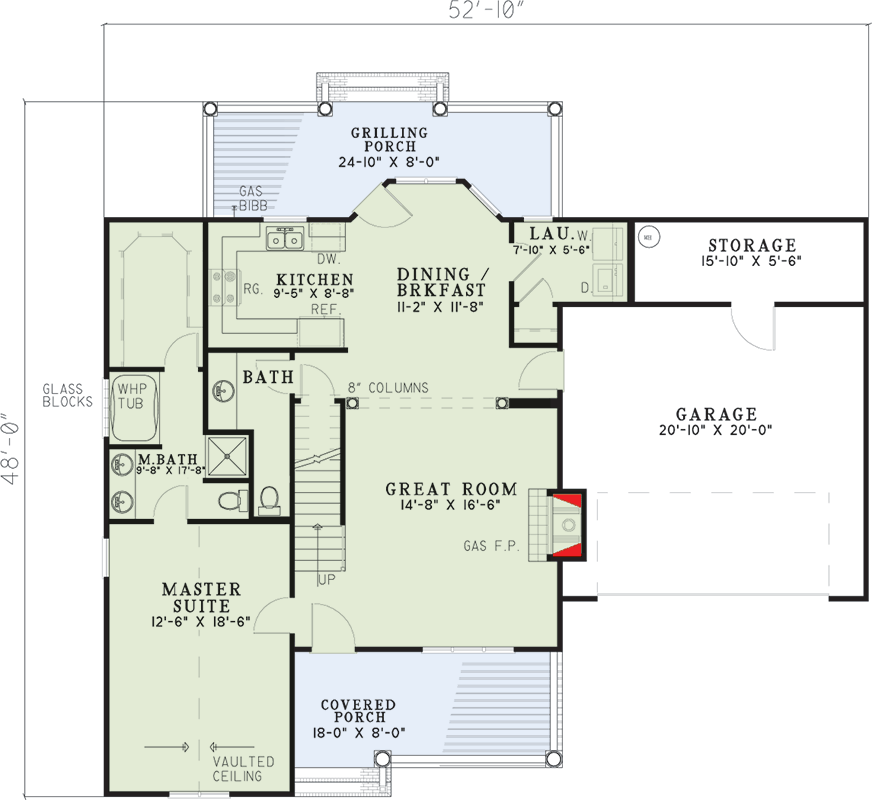 Plan 59479ND: Charming Country House Plan with Bonus Room and Grilling Porch - Floor Plan - Main Level - Country, Traditional