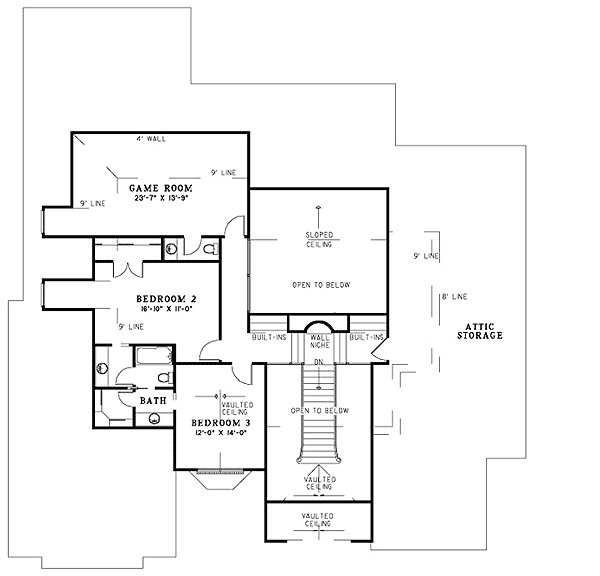 Plan 59483ND: Refined House Plan with 3-Car Garage 3-5 Beds 3947 Sq Ft - Floor Plan - 2nd Floor - Traditional