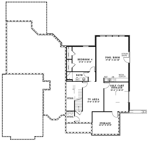 Plan 59483ND: Refined House Plan with 3-Car Garage 3-5 Beds 3947 Sq Ft - Floor Plan - Basement - Traditional