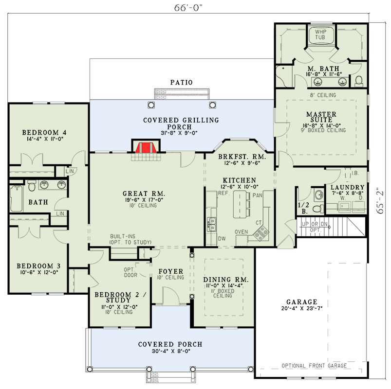 Plan 59538ND: Elegant Master Suite - Floor Plan - Main Level - Country, Southern