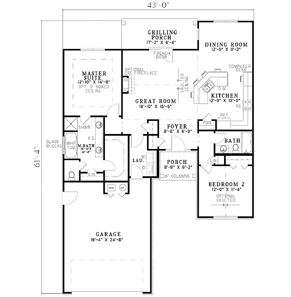 Plan 59549ND: Boxed Column Entry - Floor Plan - Main Level - Traditional