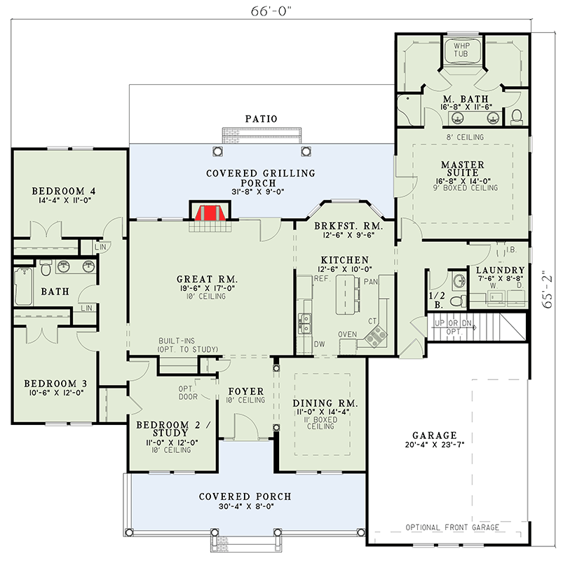 Plan 59583ND: Inviting Fireplaces - Floor Plan - Main Level - Country, Southern, Traditional