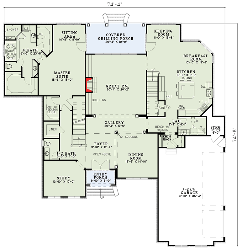 Plan 59632ND: European Traditional House Plan with Main Level Master and Home Theater - Floor Plan - Main Level - European, Traditional