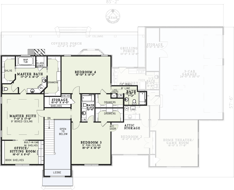 View of Plan 59663ND: Stately Traditional House Plan with 4 Beds, Home Office ...