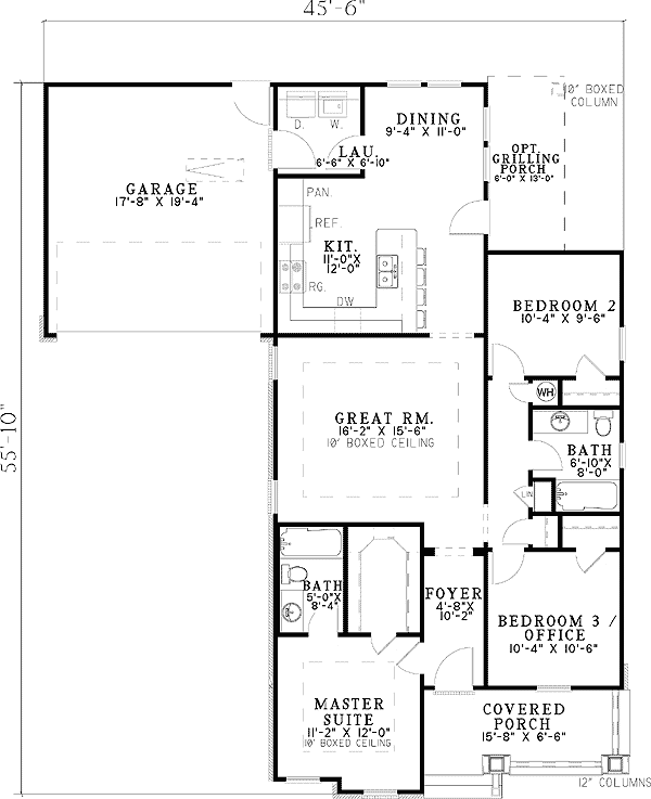 Plan 59734ND: Home Office Option - Floor Plan - Main Level - Traditional