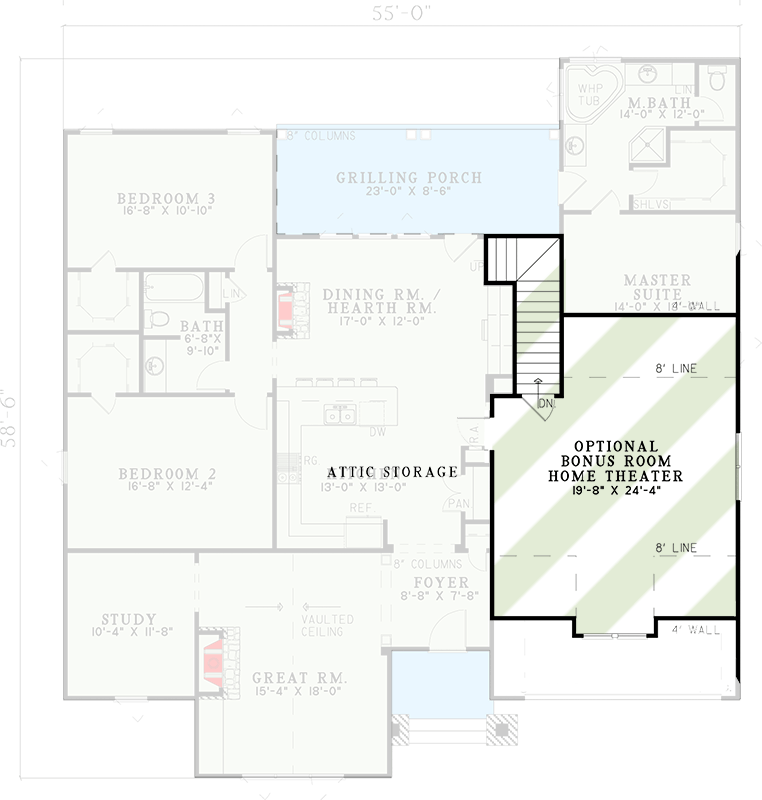 Plan 59769ND: 3 Bedroom House Plan with Craftsman Style Elegance - 2099 Sq Ft - Floor Plan - 2nd Floor - Bungalow, Country, Craftsman, Mountain, Rustic, Traditional