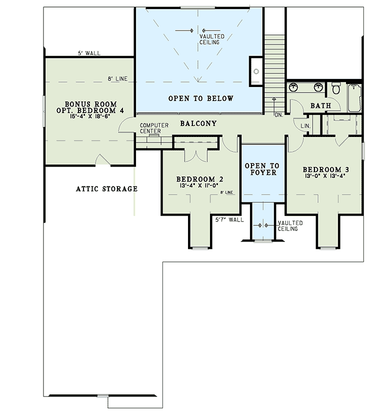 Plan 5985ND: Lots of Extras - Floor Plan - 2nd Floor - Traditional