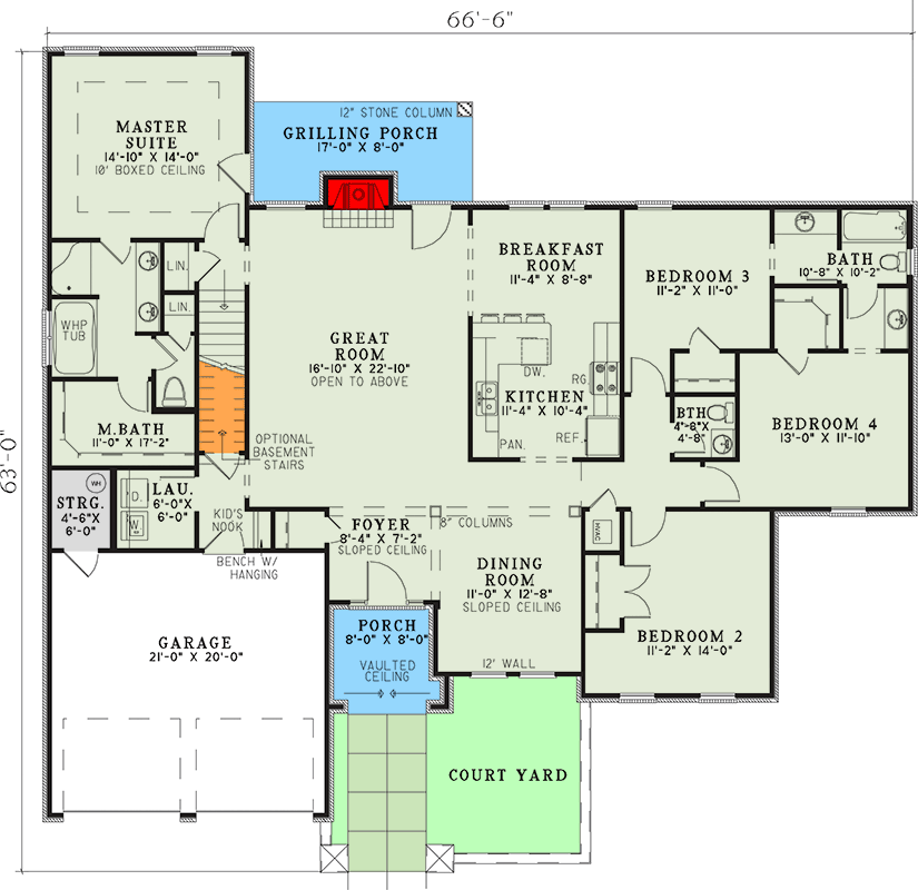 Plan 59853ND: Elegant European Home with Split Bedrooms and Courtyard Charm - Floor Plan - Main Level - European, Mediterranean, Tuscan