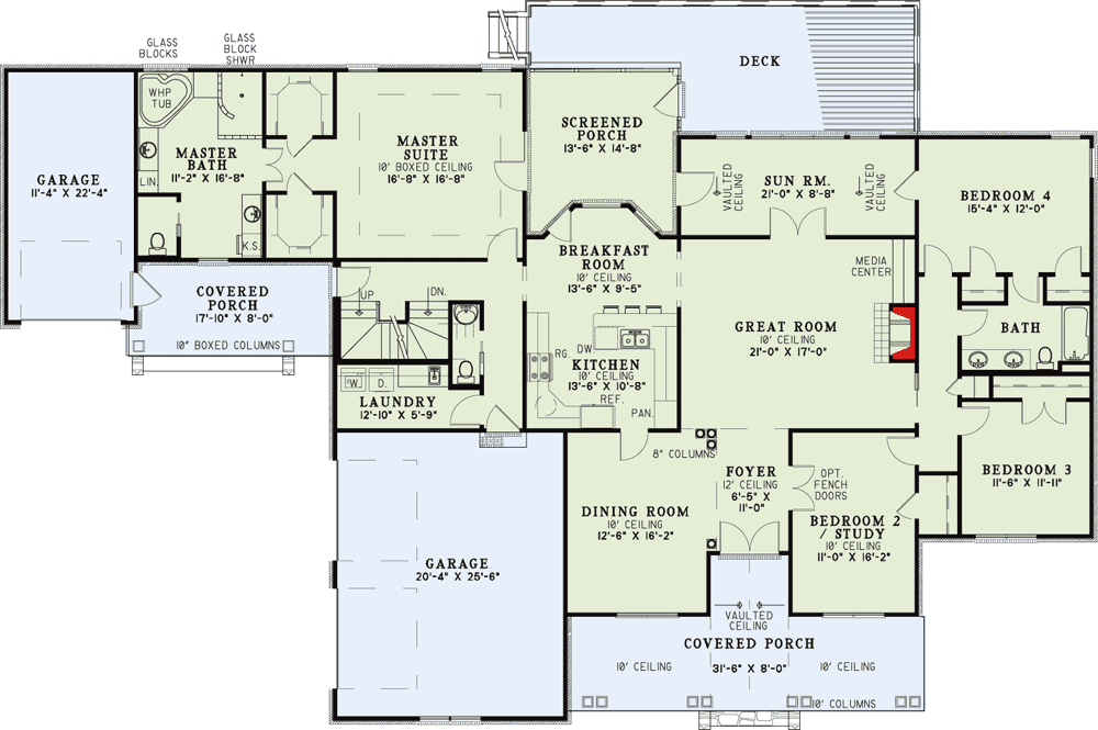 Plan 59861ND: Talk of the Town - Floor Plan - Main Level - Country, Mountain, Traditional