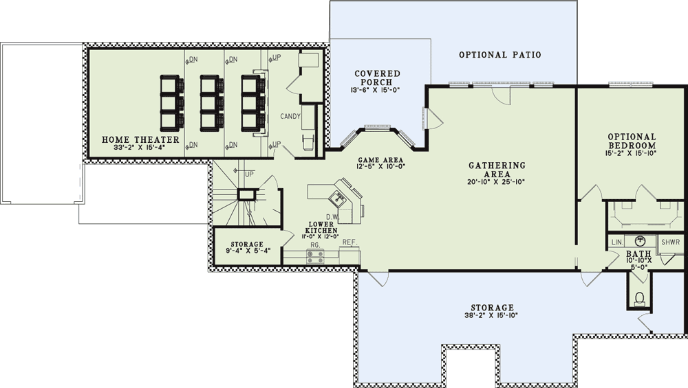 Plan 59861ND: Talk of the Town - Floor Plan - Lower Level - Country, Mountain, Traditional