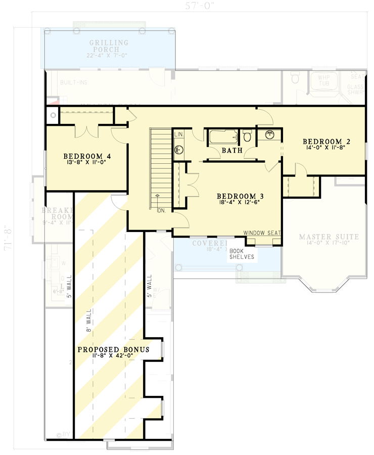Plan 5990ND: Charming 4 Bedroom, 2.5 Bath Southern Style House Plan - 2,886 Sq Ft - Floor Plan - 2nd Floor - New American, Southern, Traditional