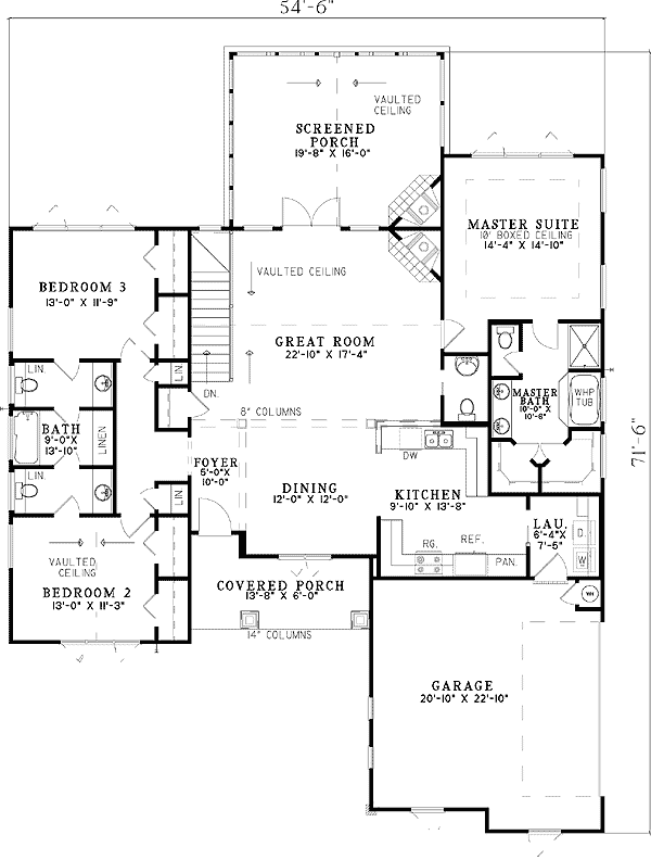 Plan 59917ND: Alternate Exterior Available - Floor Plan - Main Level - Craftsman
