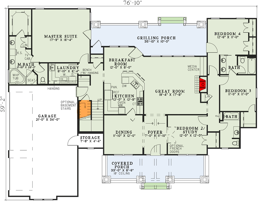 Plan 59978ND: Affordable Rustic Retreat - Floor Plan - Main Level - Craftsman, Vacation