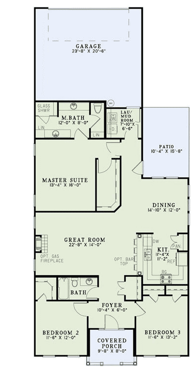 Plan 60512ND: 3 Elevations for Price of 1 - Floor Plan - Main Level - Traditional