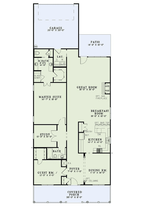 Plan 60515ND: Affordable Design with 3 Elevations - Floor Plan - Main Level - Cottage, Country