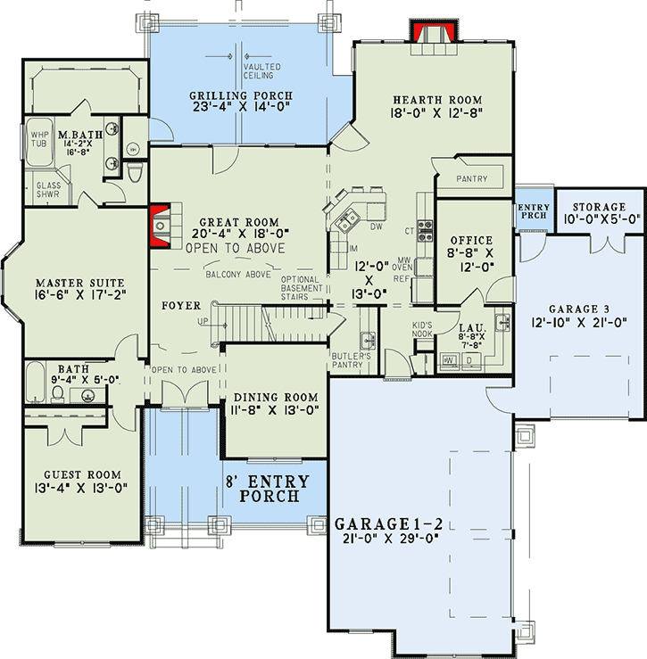 Plan 60545ND: Flex Space Options - Floor Plan - Main Level - Craftsman, Mountain, Northwest, Rustic