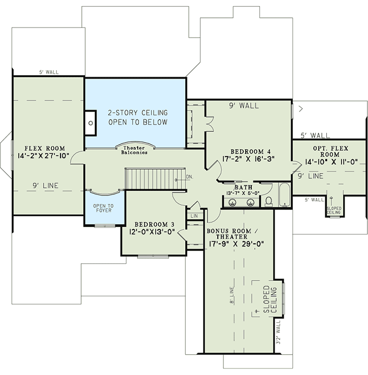 Plan 60545ND: Flex Space Options - Floor Plan - 2nd Floor - Craftsman, Mountain, Northwest, Rustic