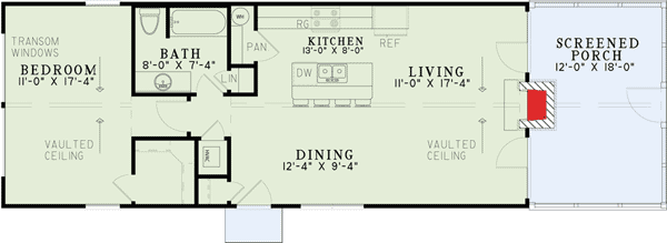 Plan 60679ND: One Bed Getaway House Plan - Floor Plan - Main Level - Mountain, Ranch, Rustic, Vacation