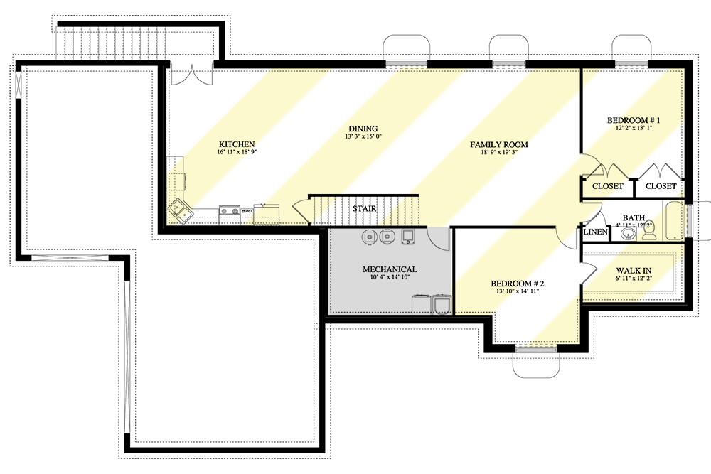 Plan 61257UT: 2900 Square Foot 4-Bed House Plan with Home Office and Lower Level Expansion - Floor Plan - Optional Lower Level - Traditional